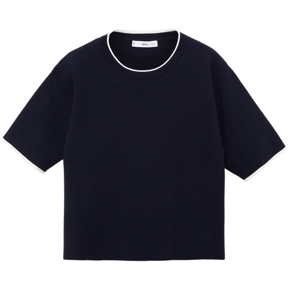 NWT Mango Short-sleeve Sweater with Contrasting Trims